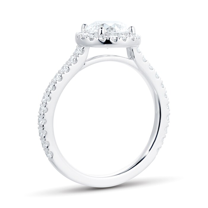 Mayors Platinum 1.69cttw Round Single Halo Engagement Ring - Ring Size 4.5