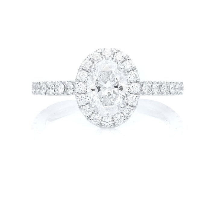 Mayors Platinum 1.21ct Oval Halo Engagement Ring (D/SI1)