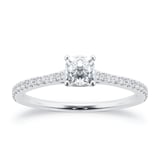 Mayors Platinum 0.72cttw Cushion Diamond Engagement Ring