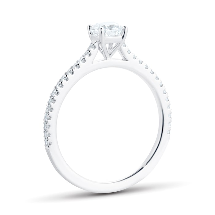 Mayors Platinum 0.72cttw Cushion Diamond Engagement Ring