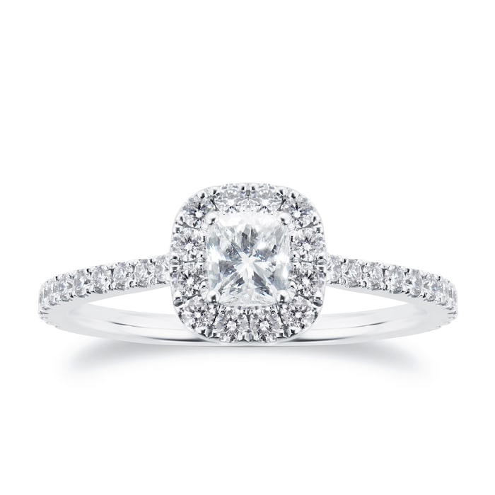 Mayors Platinum 1.27ct Cushion Halo Engagement Ring (E/VS2)