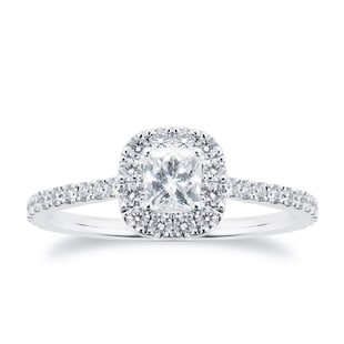 Mayors Platinum 1.27ct Cushion Halo Engagement Ring (E/VS2)
