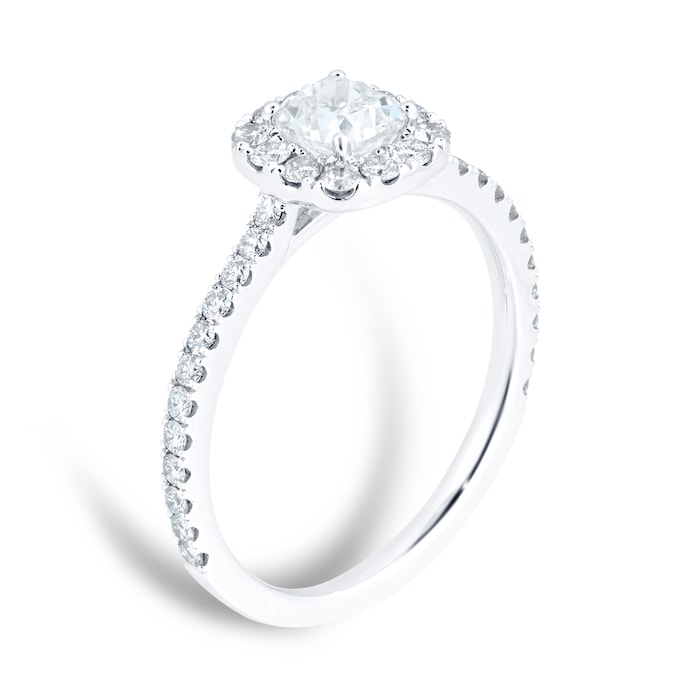 Mayors Platinum 1.27ct Cushion Halo Engagement Ring (E/VS2)