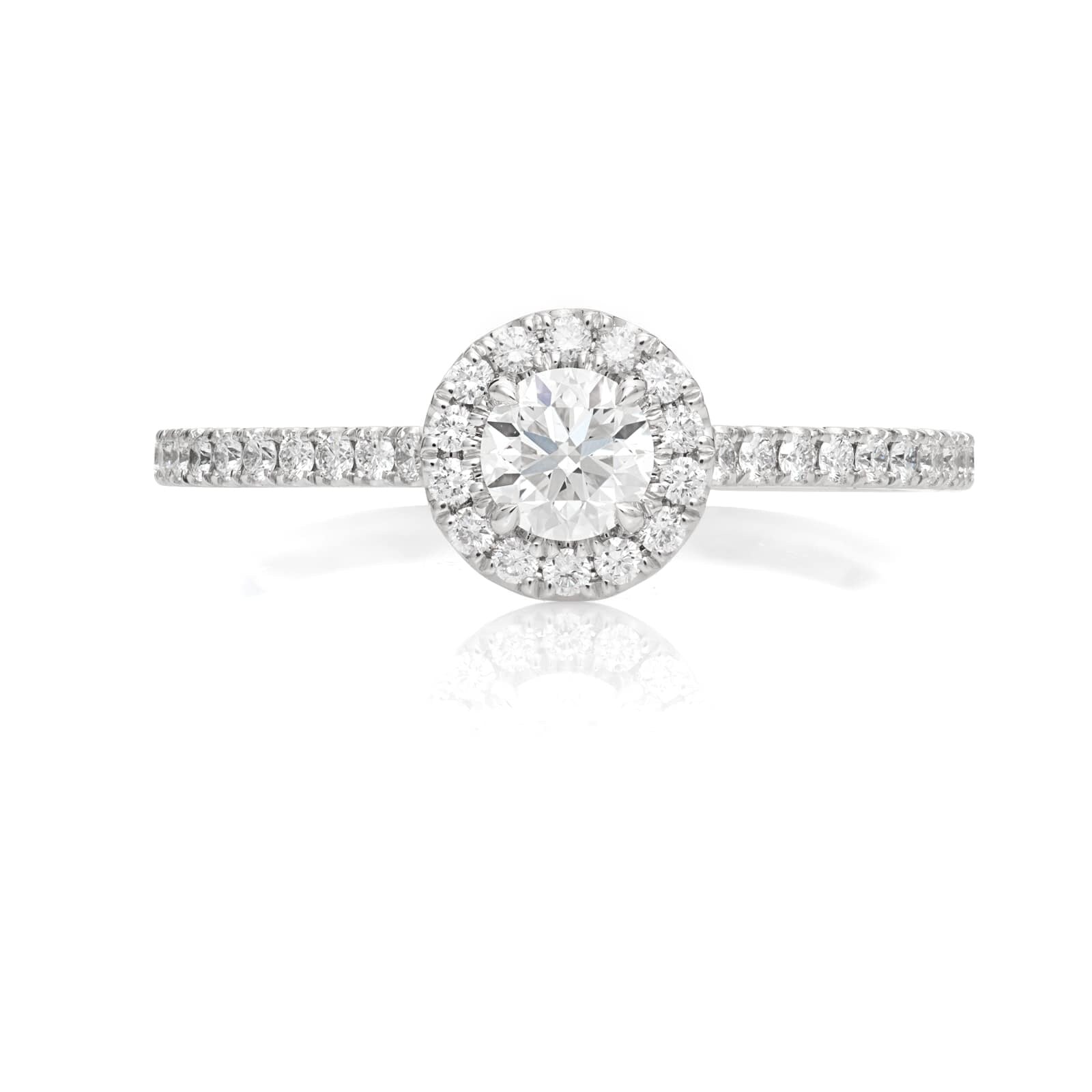 Mayors Platinum 0.71ct Round Halo Engagement Ring (F/SI1)