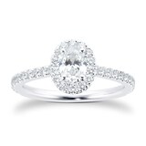 Mayors Platinum 0.93ct Oval Halo Engagement Ring (F/SI1)