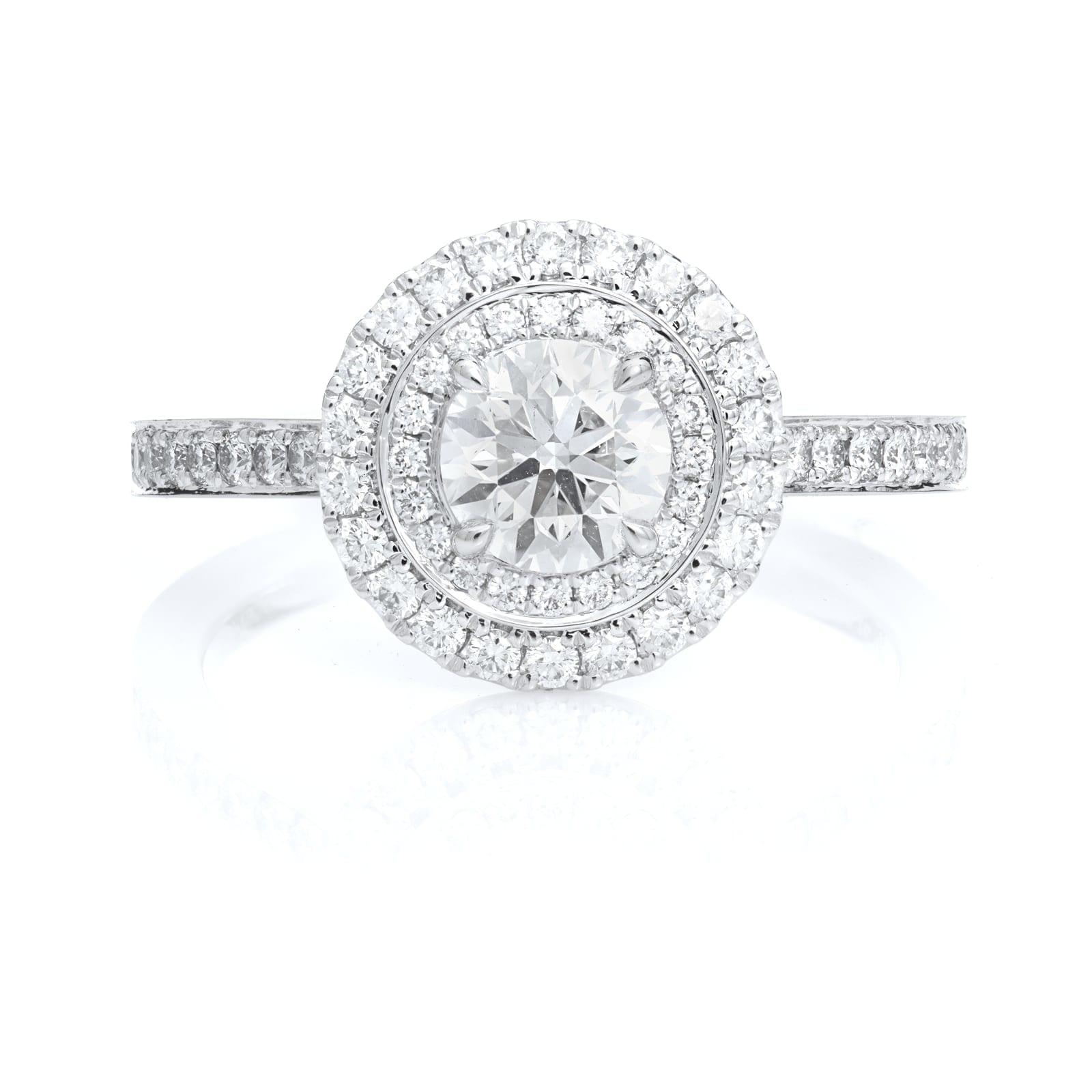 Mayors Platinum 1.17ct Round Double Halo Engagement Ring (F/SI1)