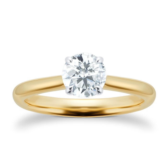 Mayors 18k Yellow Gold 1.01ct Round 4 Prong Solitaire Engagement Ring