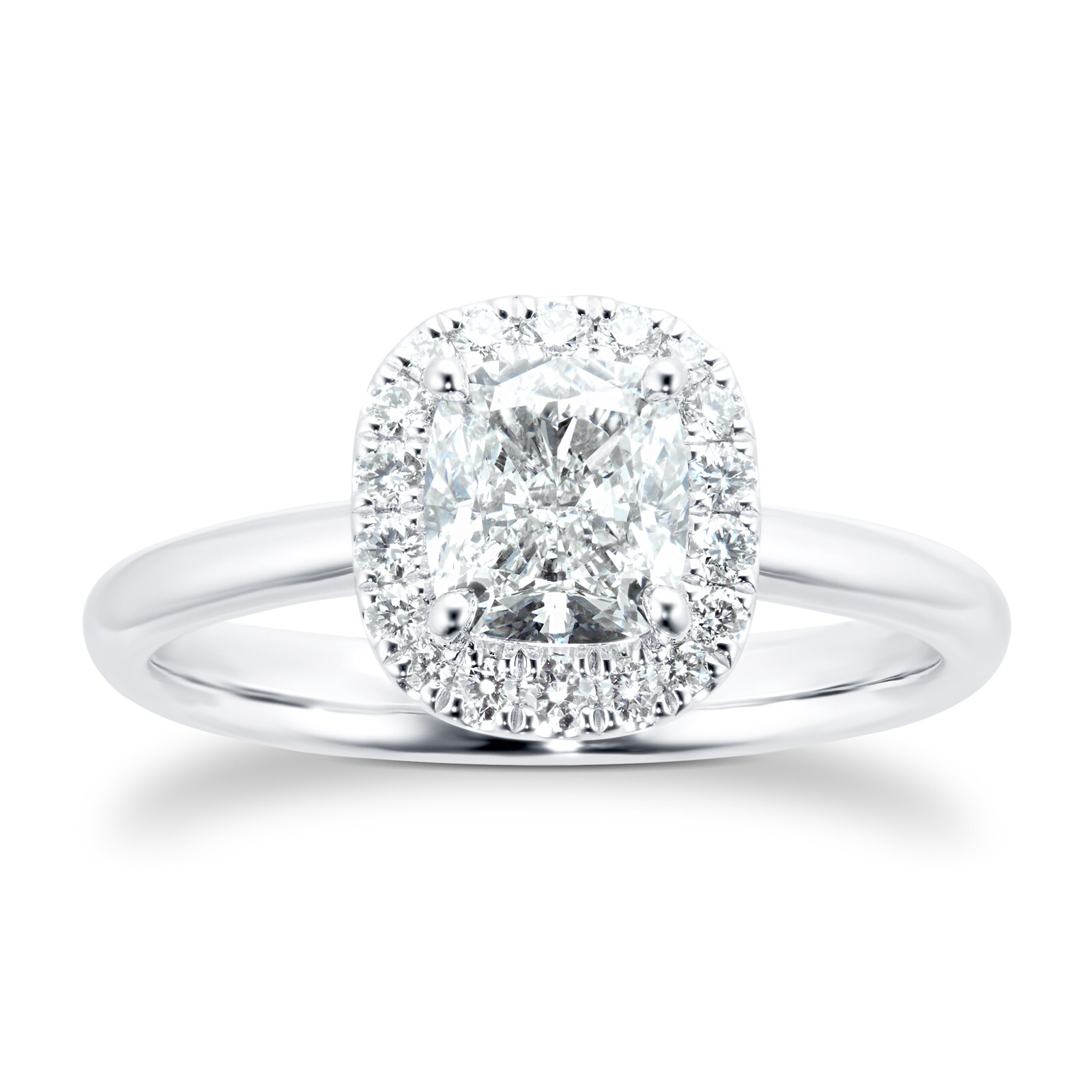 Mayors Platinum 1.71ct Cushion Halo Engagement Ring (F/SI1)