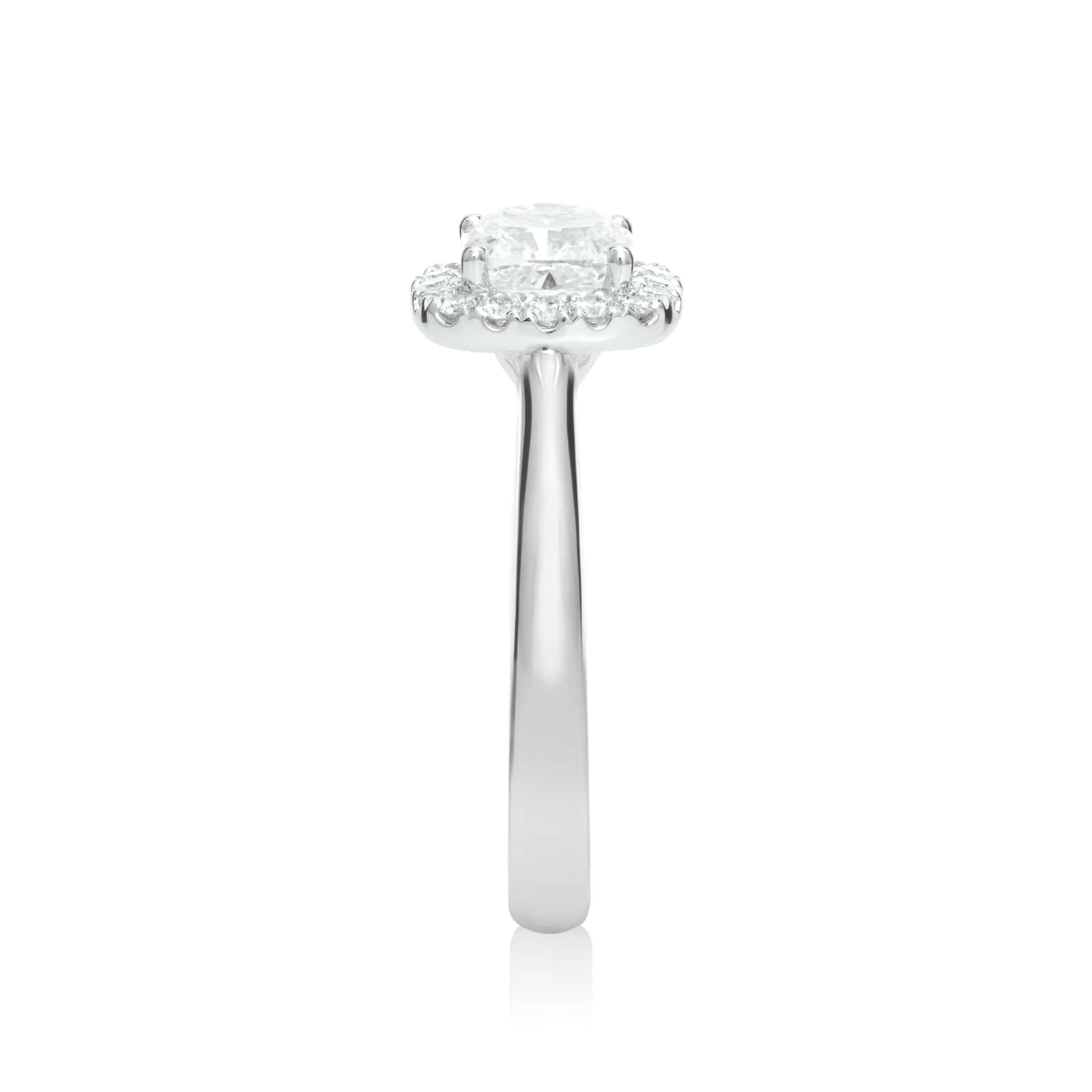 Mayors Platinum 0.83ct Cushion Halo Engagement Ring (F/VVS2)
