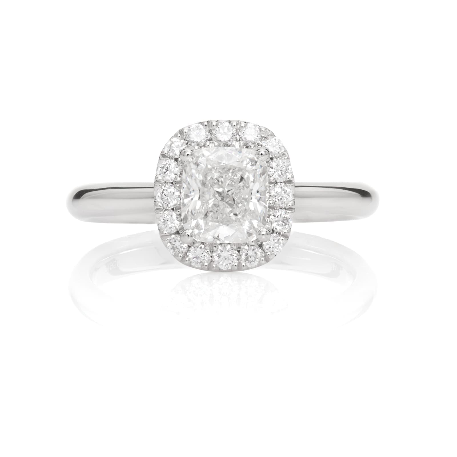 Mayors Platinum 0.85ct Cushion Halo Engagement Ring (G/SI1)