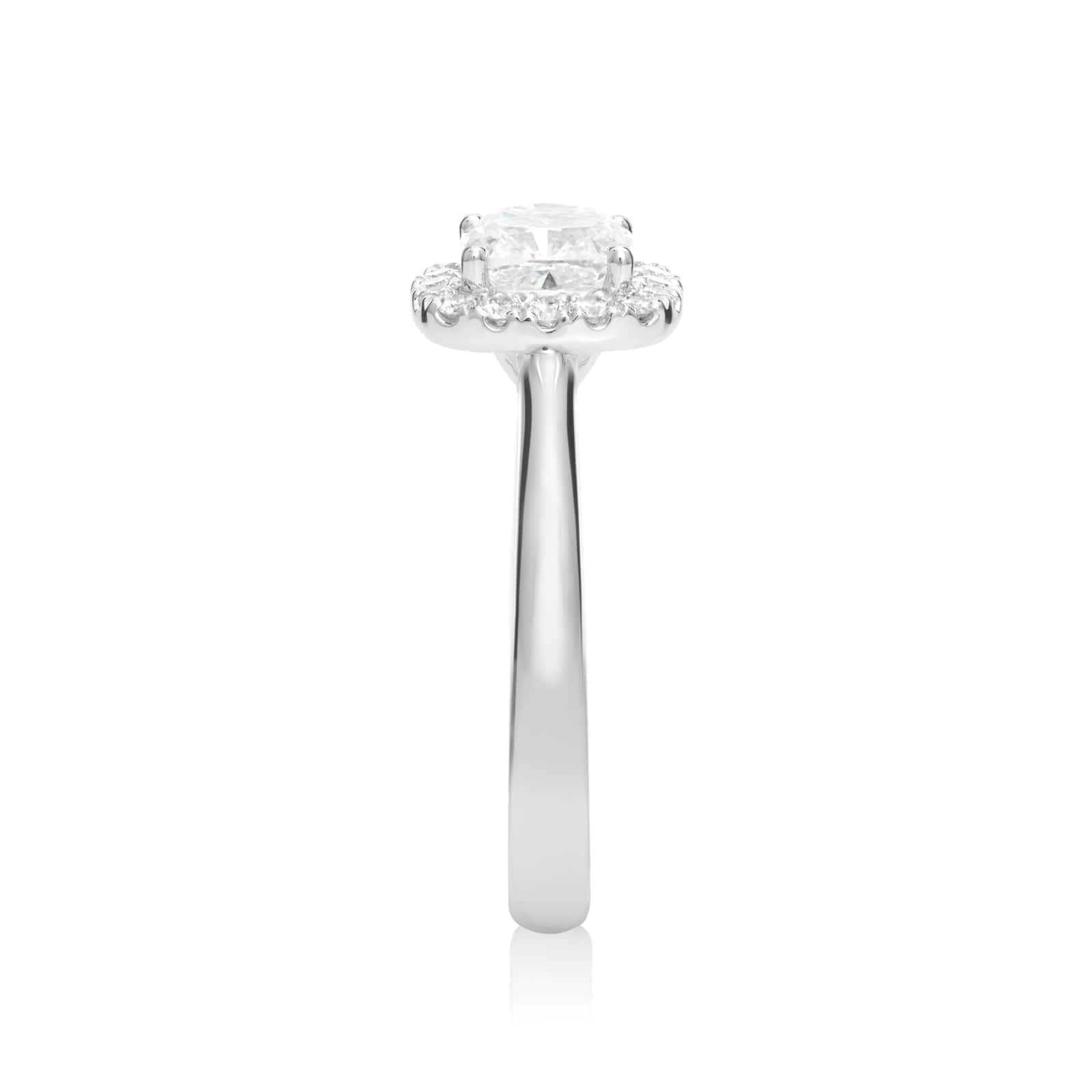 Mayors Platinum 0.85ct Cushion Halo Engagement Ring (G/SI1)
