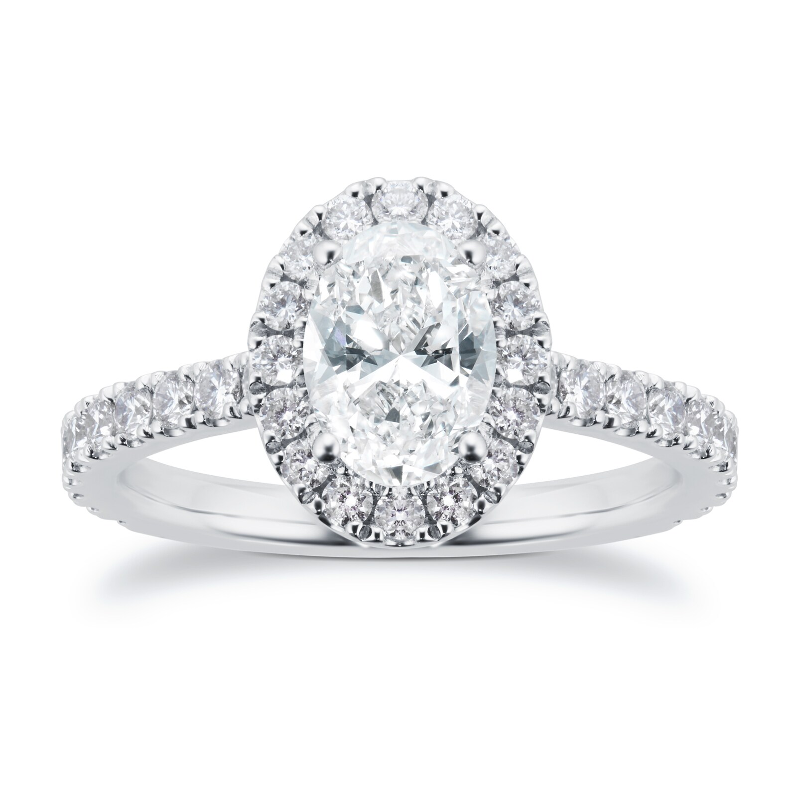 Mayors Platinum 1.62cttw Oval Single Halo Engagement Ring