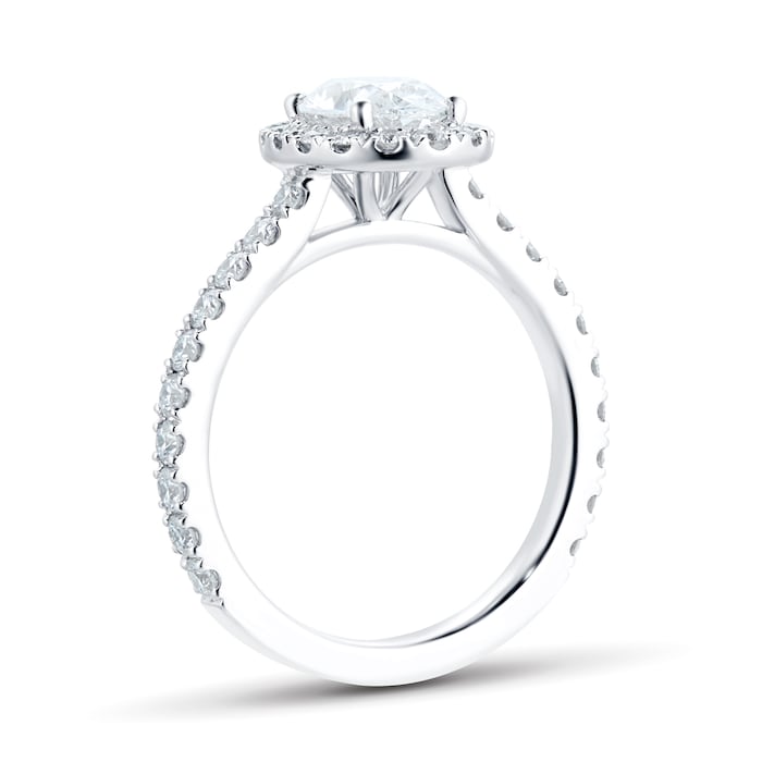 Mayors Platinum 1.62cttw Oval Single Halo Engagement Ring