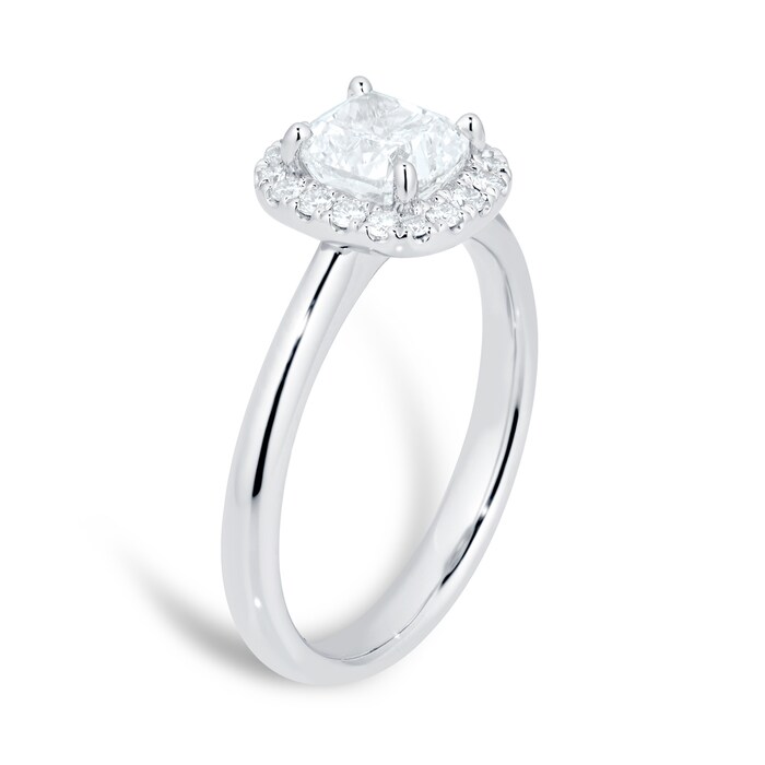 Mayors Platinum 1.78ct Cushion Halo Engagement Ring (H/VS2)