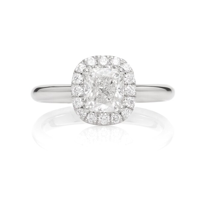 Mayors Platinum 0.83ct Cushion Halo Engagement Ring (H/VS2)