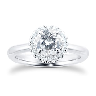 Mayors Platinum 1.37ct Round Halo Engagement Ring (H/SI1)