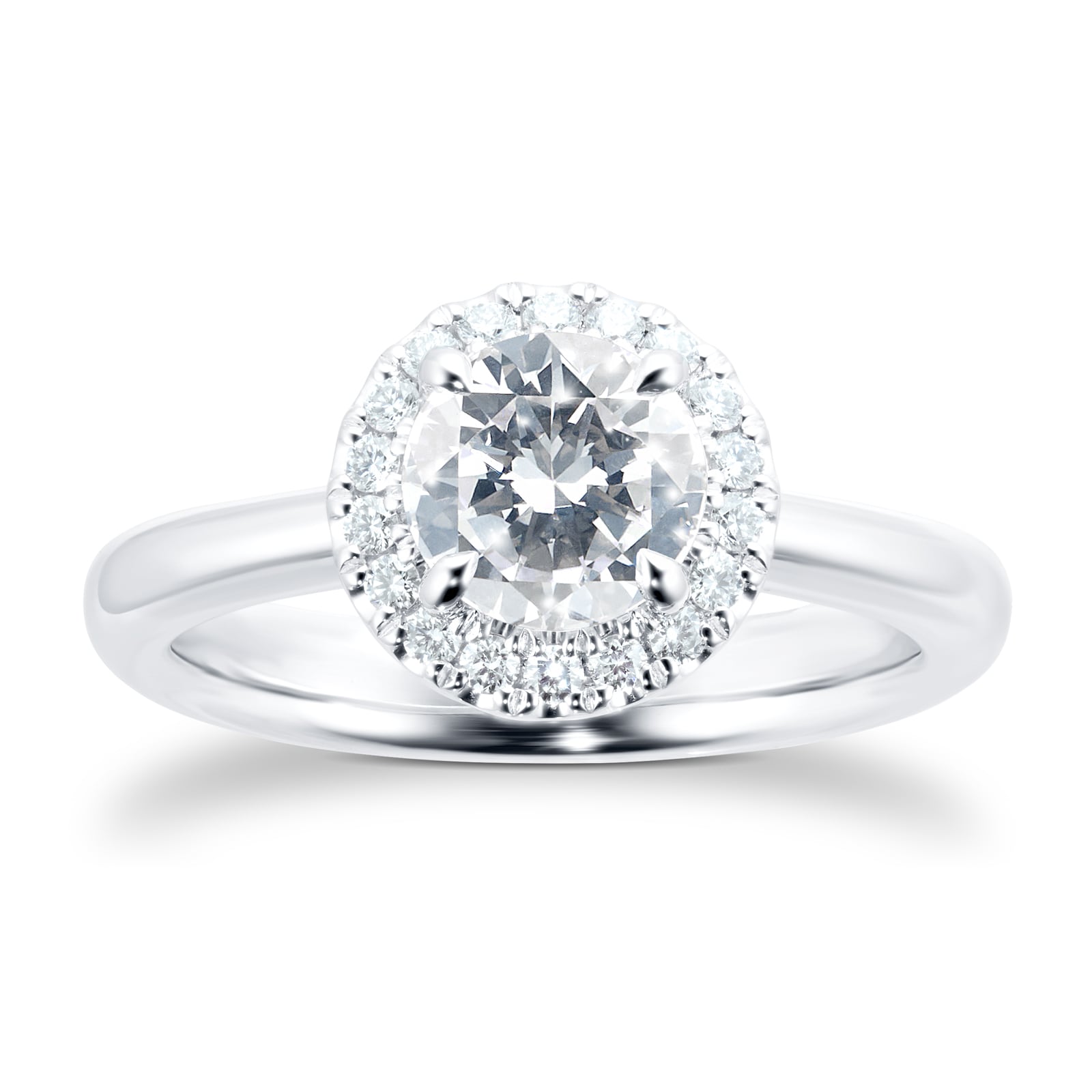 Mayors Platinum 1.37ct Round Halo Engagement Ring (H/SI1)