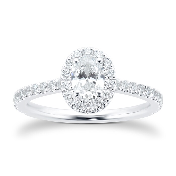 Mayors Platinum 0.92ct Oval Halo Engagement Ring (D/SI1)