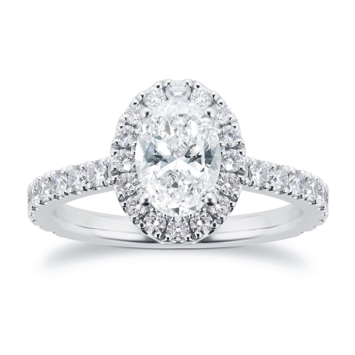 Mayors Platinum 1.61ct Oval Halo Engagement Ring (H/VS2)