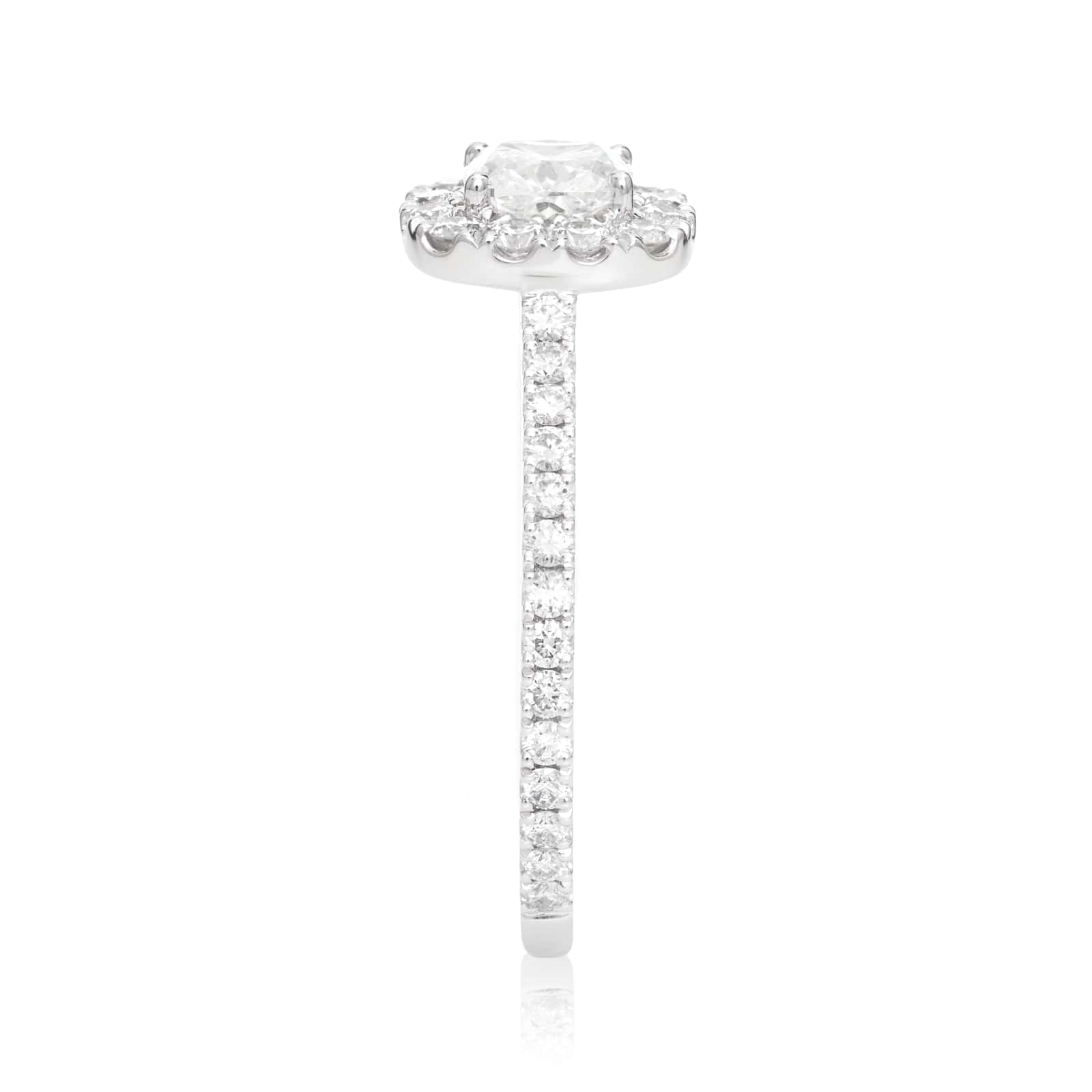 Mayors Platinum 0.80cttw Cushion Halo Engagement Ring (G/SI1)