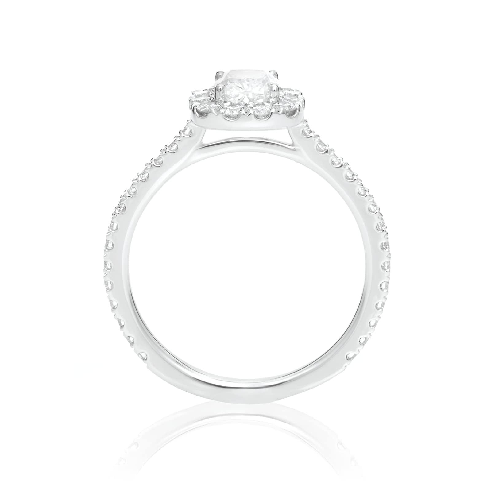Mayors Platinum 0.80cttw Cushion Halo Engagement Ring (G/SI1)