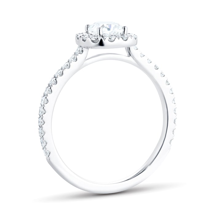 Mayors Platinum 1.25cttw Cushion Single Halo Engagement Ring