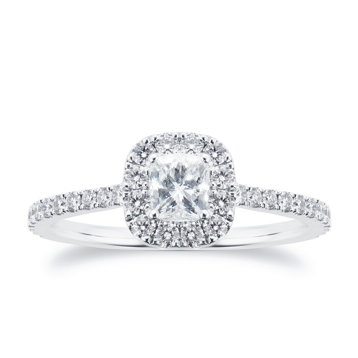 Mayors Platinum 1.24ct Cushion Halo Engagement Ring (H/VS1)