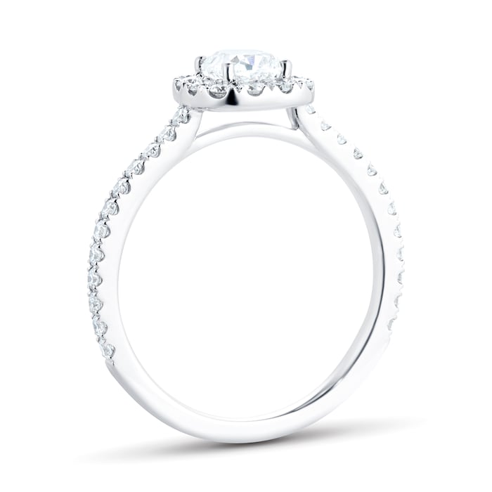 Mayors Platinum 1.25ct Cushion Halo Engagement Ring (H/VS1)