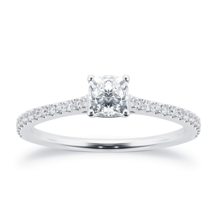Mayors Platinum 0.65cttw Cushion Diamond Engagement Ring