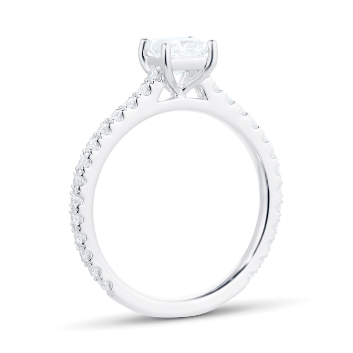 Mayors Platinum 0.79cttw Princess Cut Solitaire with Diamond Set Shoulders Engagement Ring