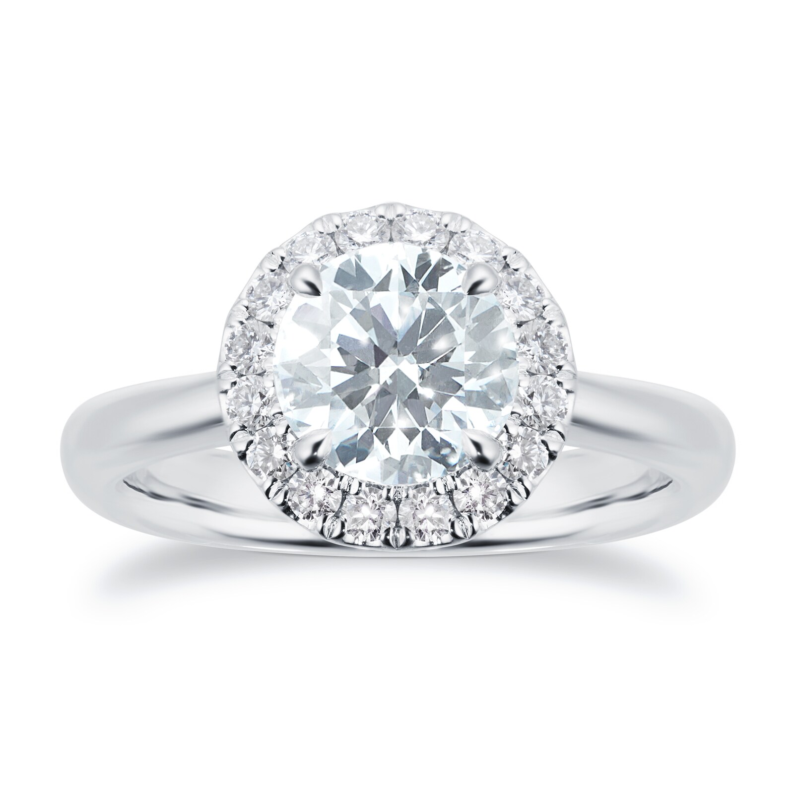 Mayors Platinum 2.07ct Round Halo Engagement Ring (H/SI1)