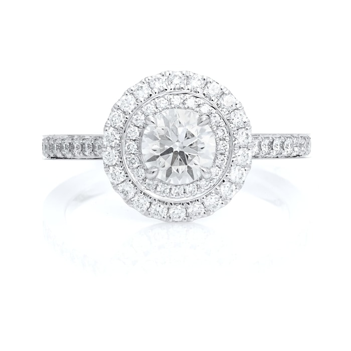 Mayors Platinum 0.72ct Round Double Halo Engagement Ring (H/VS1)