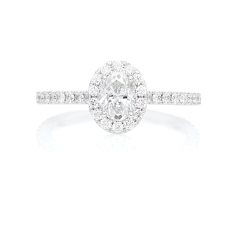 Mayors Platinum 0.96ct Oval Halo Engagement Ring (E/VS1) Mayors Platinum 0.96ct Oval Halo Engagement Ring (E/VS1)