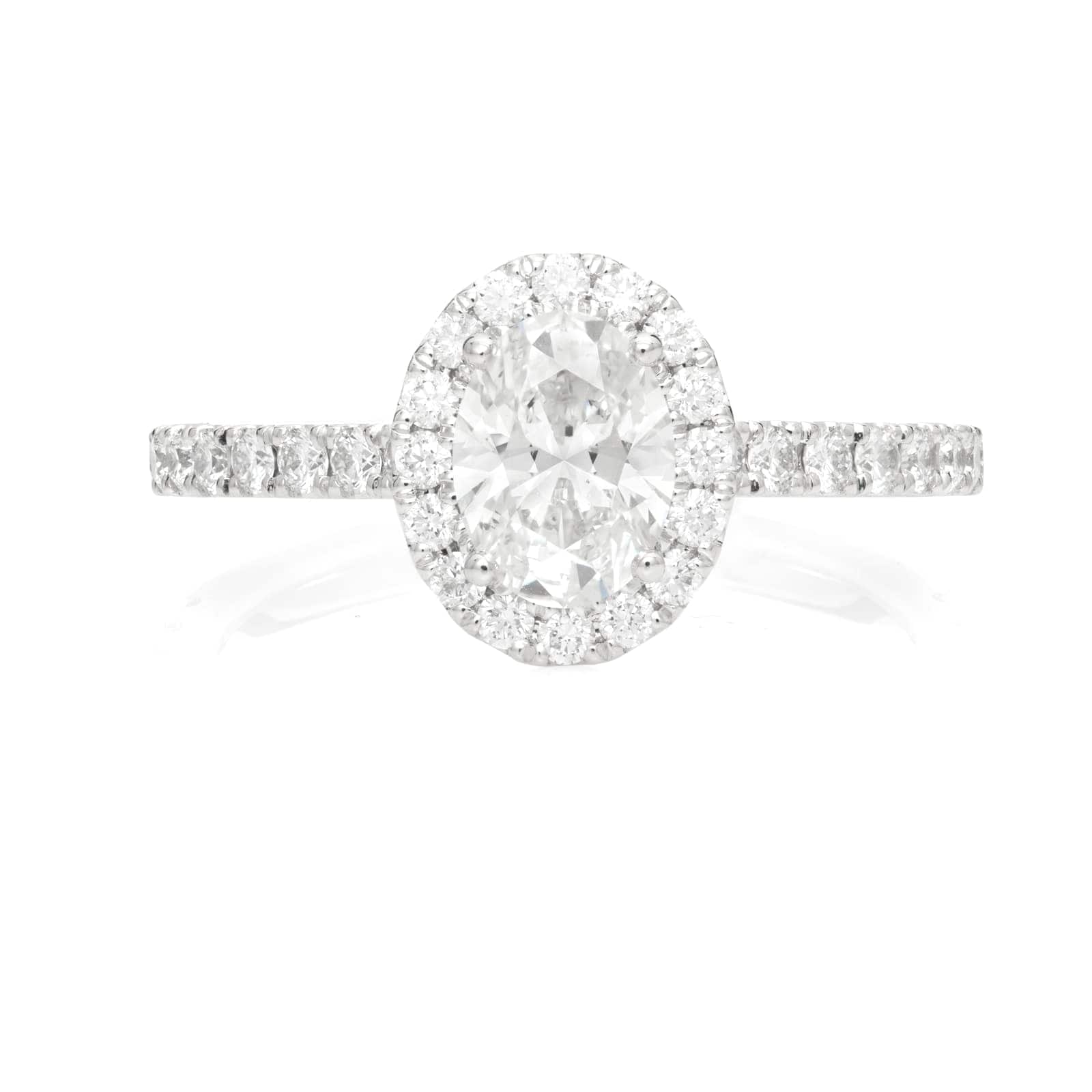 Mayors Platinum 1.61ct Oval Halo Engagement Ring (F/SI1)