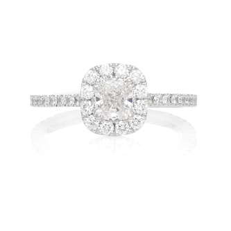 Mayors Platinum 0.95ct Cushion Halo Engagement Ring (E/VVS2) Mayors Platinum 0.95ct Cushion Halo Engagement Ring (E/VVS2)