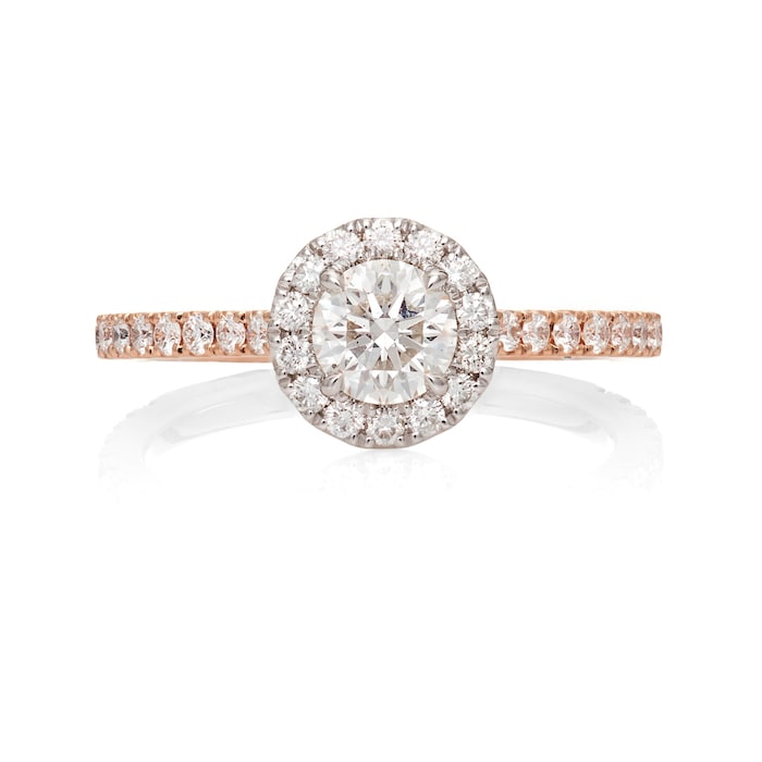 Mayors 18ct Rose Gold 0.74cttw Single Round Halo Engagement Ring