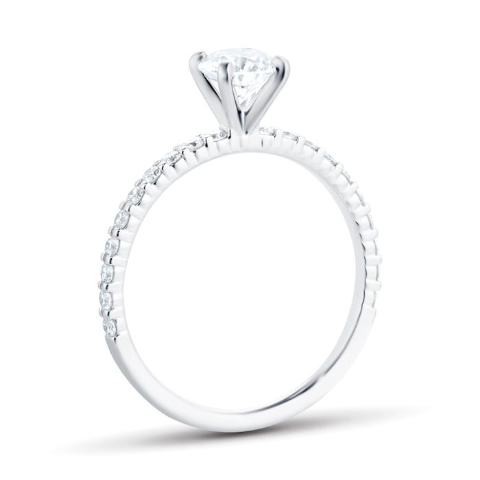Mayors Platinum 0.73cttw Diamond Solitaire with Diamond Set Shoulders Engagement Ring