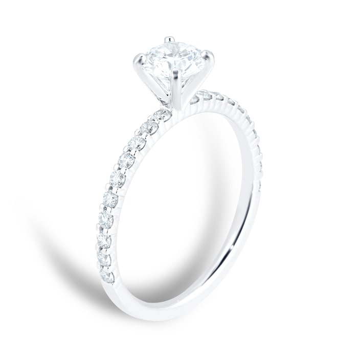 Mayors Platinum 0.73cttw Diamond Solitaire with Diamond Set Shoulders Engagement Ring