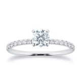 Mayors Platinum 0.73cttw Brilliant Cut Diamond Solitaire with Diamond Set Shoulders Engagement Ring