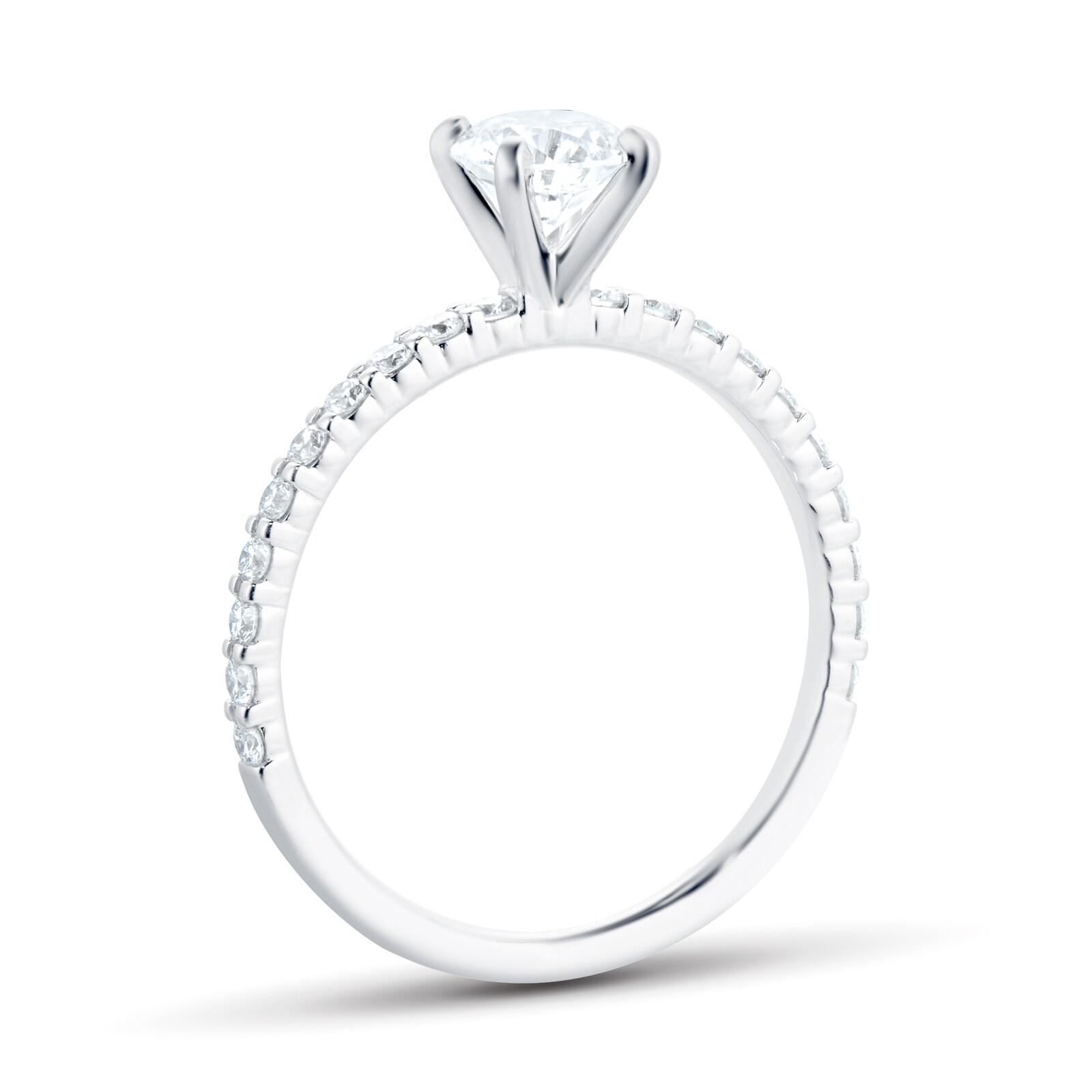 Mayors Platinum 0.73cttw Brilliant Cut Diamond Solitaire with Diamond Set Shoulders Engagement Ring - Ring Size 6.5