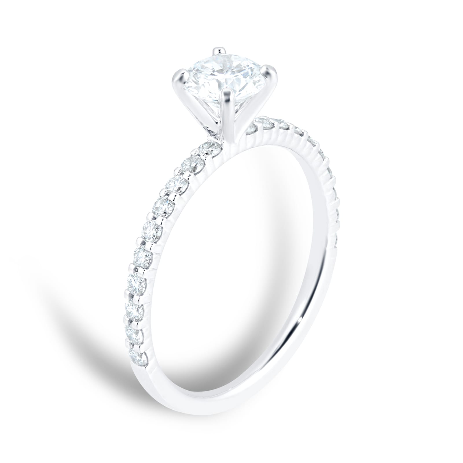 Mayors Platinum 0.73cttw Brilliant Cut Diamond Solitaire with Diamond Set Shoulders Engagement Ring - Ring Size 6.5