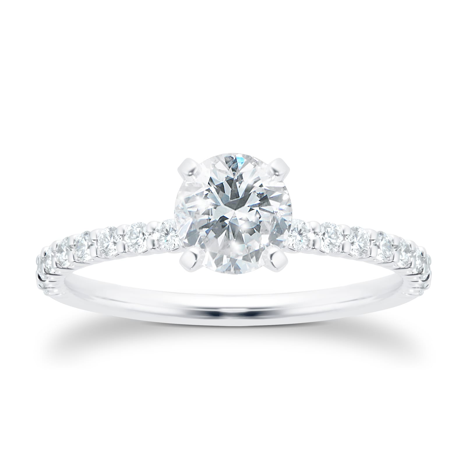 Mayors Platinum 0.98cttw Diamond Solitaire with Diamond Set Shoulders Engagement Ring Mayors Platinum 0.98cttw Diamond Solitaire with Diamond Set Shoulders Engagement Ring