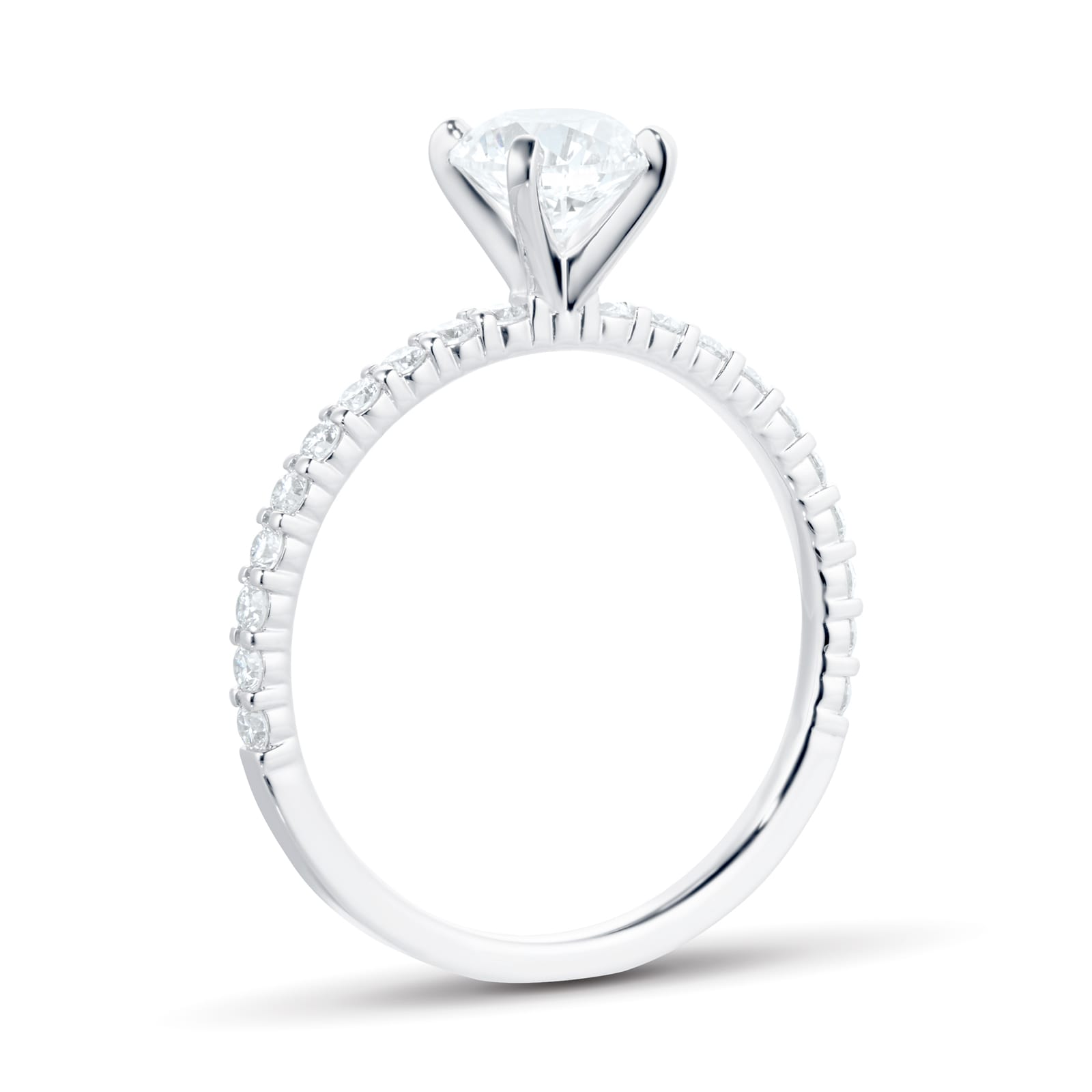 Mayors Platinum 0.98cttw Diamond Solitaire with Diamond Set Shoulders Engagement Ring Mayors Platinum 0.98cttw Diamond Solitaire with Diamond Set Shoulders Engagement Ring