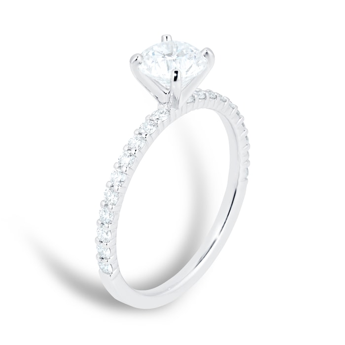 Mayors Platinum 0.98cttw Diamond Solitaire with Diamond Set Shoulders Engagement Ring