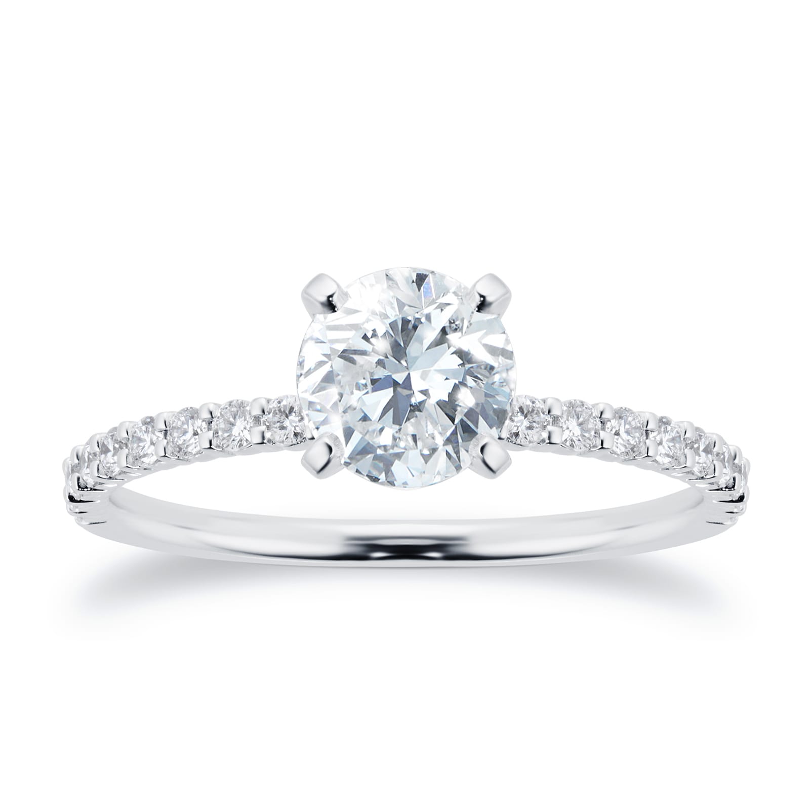 Mayors Platinum 1.24cttw Diamond Solitaire with Diamond Set Shoulders Engagement Ring