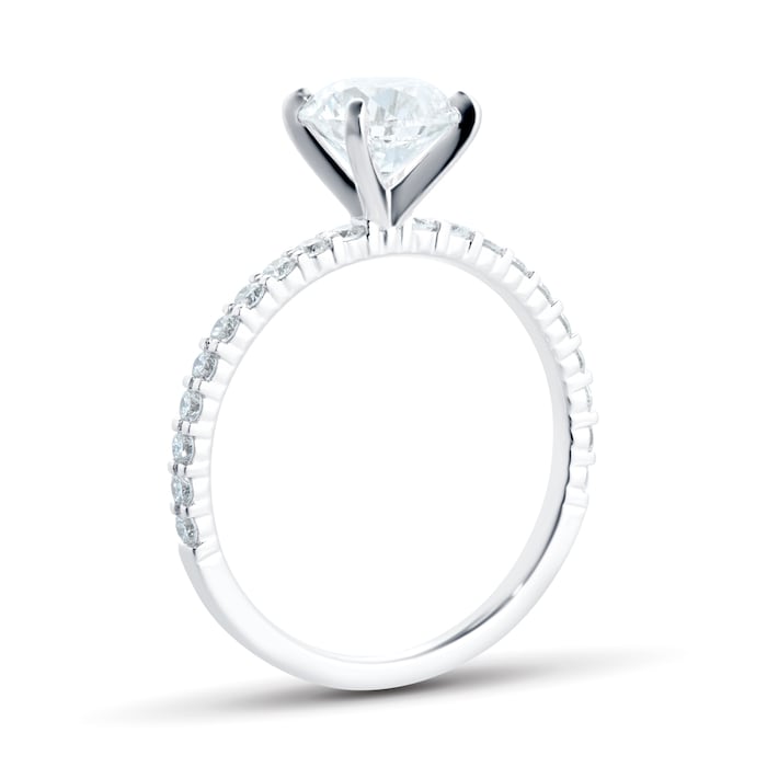 Mayors Platinum 1.24cttw Diamond Solitaire with Diamond Set Shoulders Engagement Ring