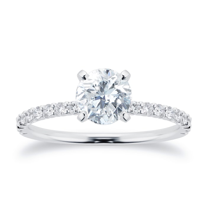 Mayors Platinum 1.25cttw Brilliant Cut Diamond Solitaire with Diamond Set Shoulders Engagement Ring