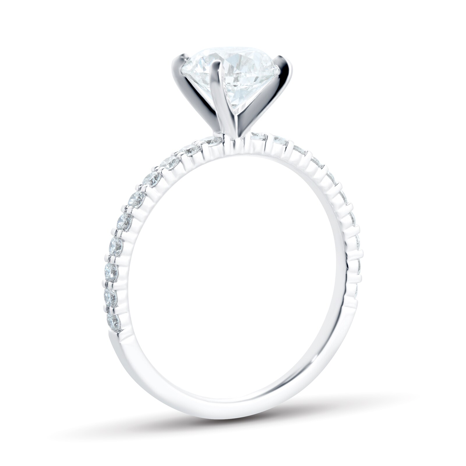 Mayors Platinum 1.25cttw Brilliant Cut Diamond Solitaire with Diamond Set Shoulders Engagement Ring - Ring Size 6.5