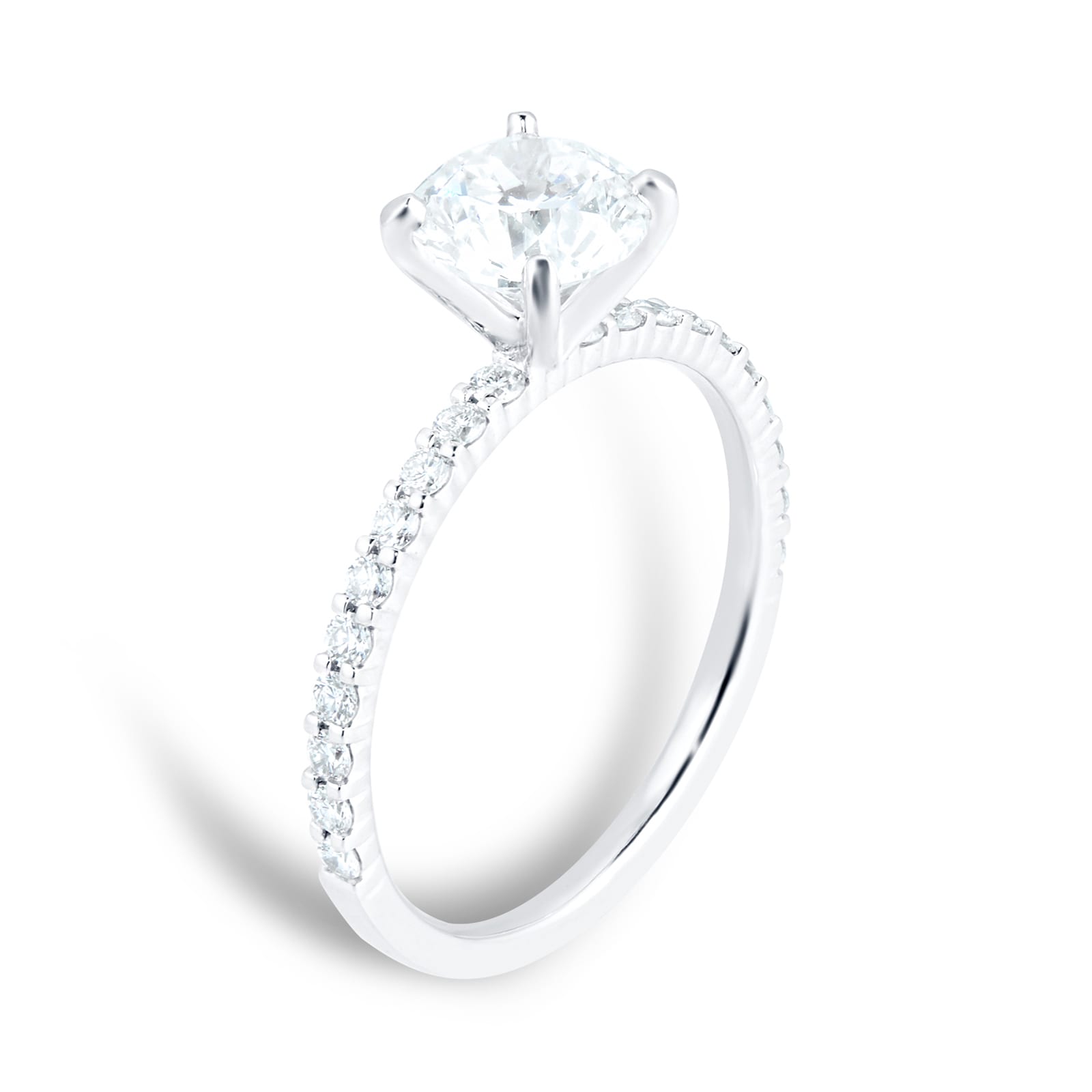 Mayors Platinum 1.25cttw Brilliant Cut Diamond Solitaire with Diamond Set Shoulders Engagement Ring - Ring Size 6.5