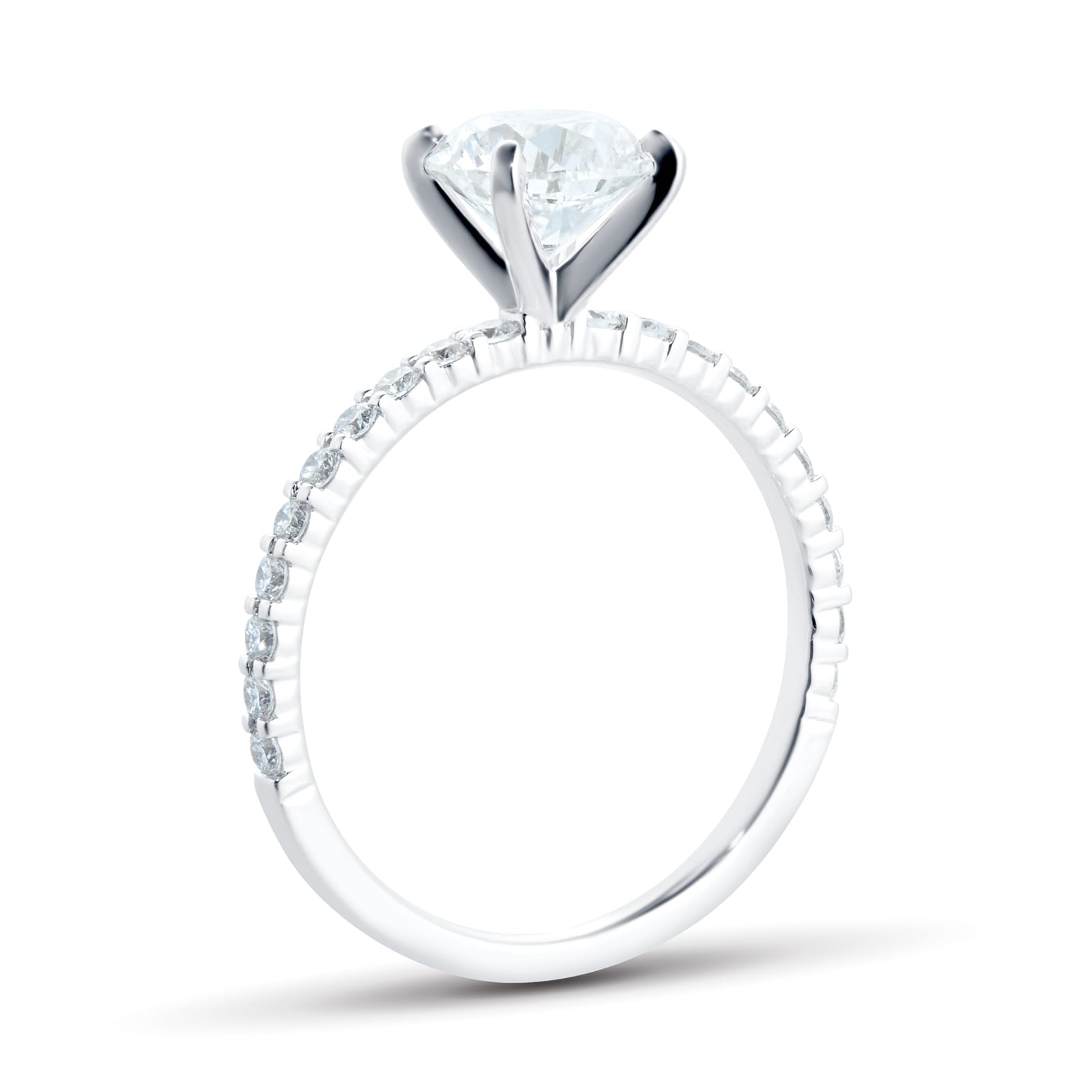 Mayors Platinum 1.24cttw Brilliant Cut Diamond Solitaire with Diamond Set Shoulders Engagement Ring - Ring Size 7.5